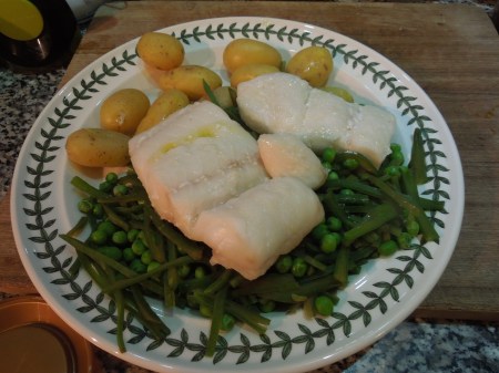 Fish With Potatoes, Peas And Beans