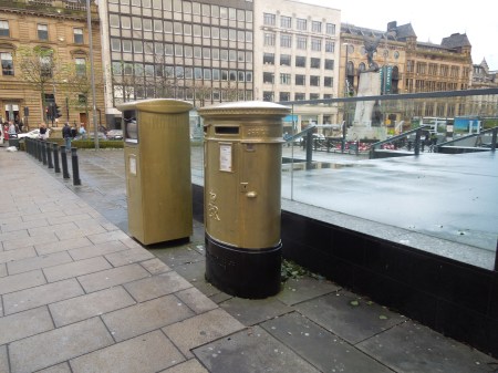 Two Gold Post Boxes In Leeds