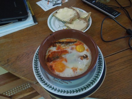 Baked Eggs And Sardines