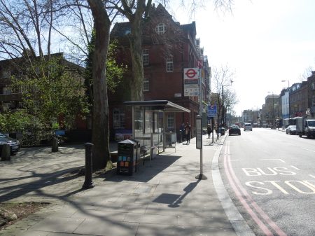 A Bus Stop With A Carluccio's
