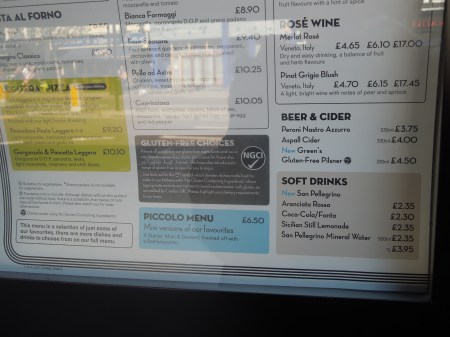 The Menu Outside Pizza Express, Islington