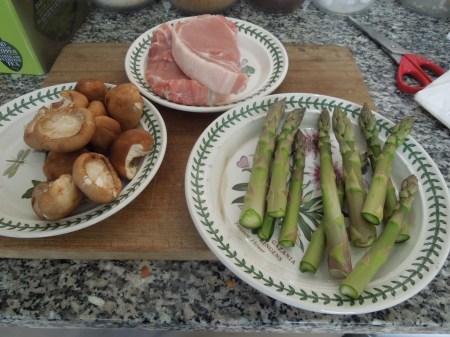 Pork, Mushrooms and Asparagus