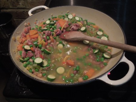 Cooking The Courgettes, Peas And Pasta