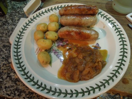 Sausages And Balsamic Onions