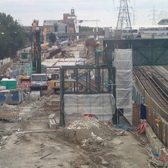 The Crossrail Portal At Royal Victoria From The Bridge