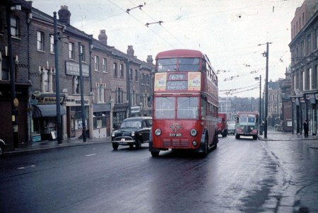 Trolleybus Ascending Jolly Butchers Hill in Wood Green