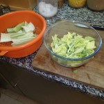 Trim Leaves From Bunch Flourishing Celery And Cut Stalks 10 cm Long&nbsp;Pieces