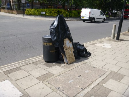 Rubbish By A Bin In Hackney