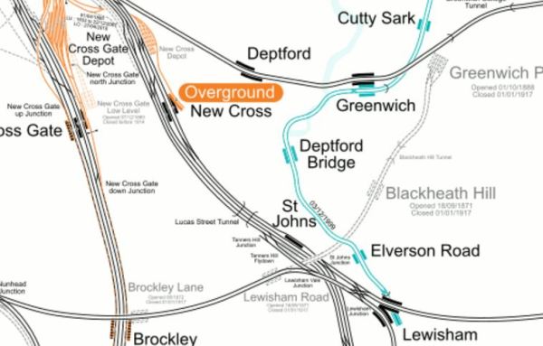 Lines Around St. Johns And Lewisham Stations