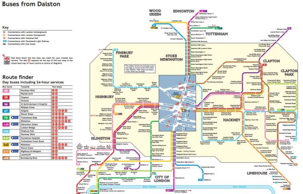 Dalston Bus Spider Map