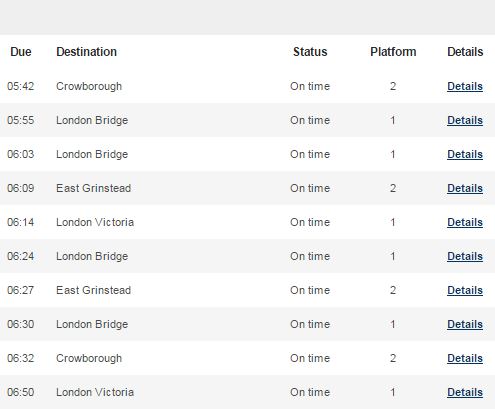 Trains From Oxted