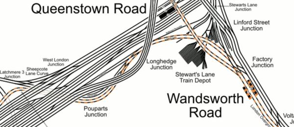 Lines Around Clapham East Station