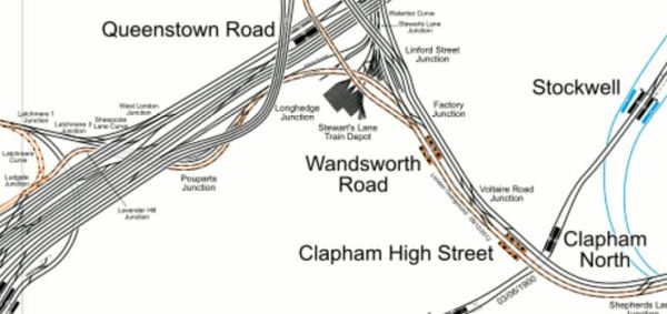 Lines Through Wandsworth Road And Clapham High Street Stations