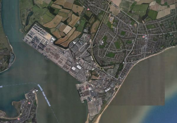 Port Of Felixstowe And Railway Lines In Felixstowe