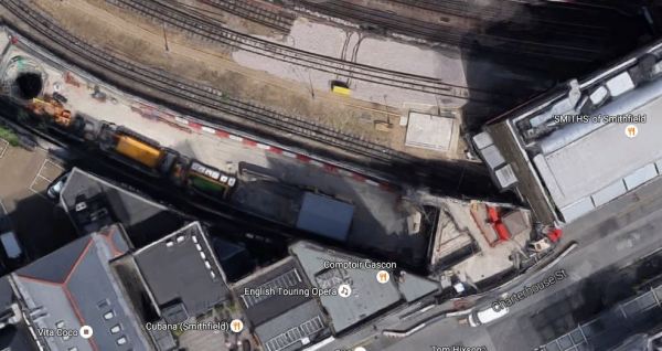 Behind The Hoardings On Charterhouse Street From Above