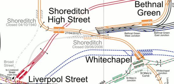 Lines Around Shoreditch High Street Station